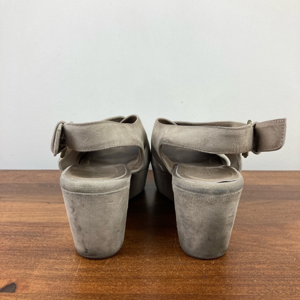 Chocolat Blu Wim Gray Suede Wedge Criss Cross Sandals Platform Women’s 9.5. - Picture 5 of 11